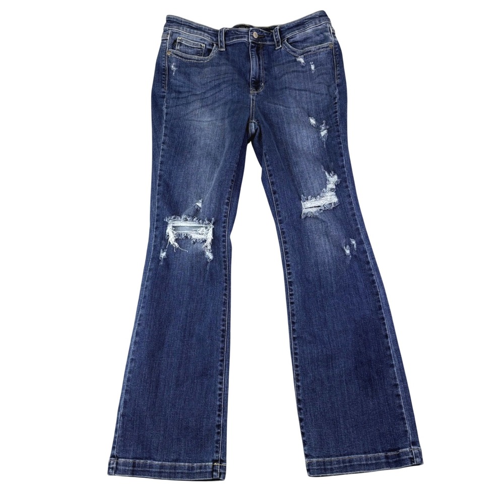 Judy Blue 15/32 Blue Bootcut Jeans Distressed Stretch Denim Boho Y2K Western
